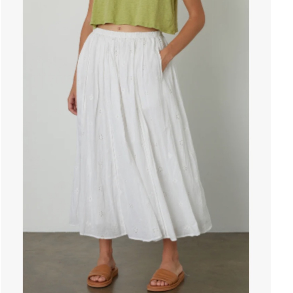 Anthropologie White Midi Skirt